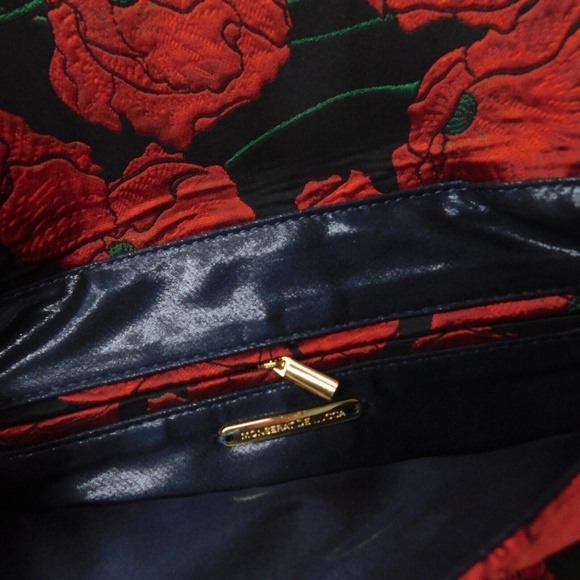 NWT!! Anthropologie MONSERAT DE LUCCA Floral Poppy Envelope Clutch Fur Pom Pom - Picture 9 of 11
